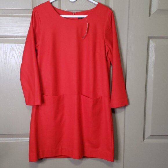 NWT J. Crew red wool blend shift dress with pockets size 10 - Picture 5 of 8